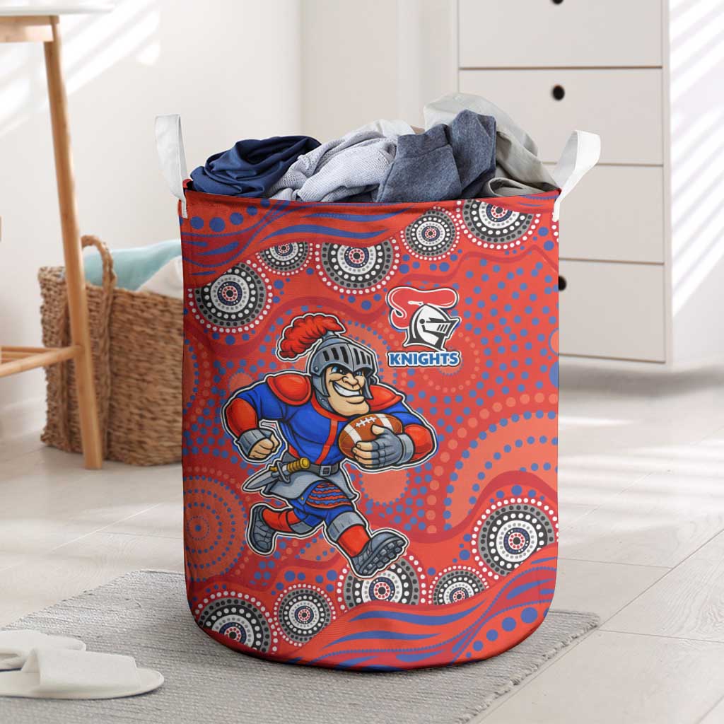 Newcastle Knights Laundry Basket Aboriginal Dot Pattern - Rugby Mascot Heritage Pride