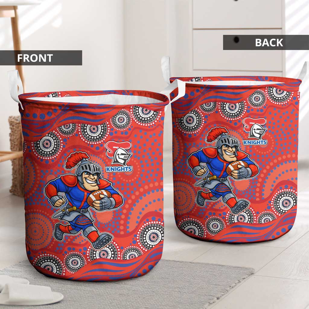 Newcastle Knights Laundry Basket Aboriginal Dot Pattern - Rugby Mascot Heritage Pride