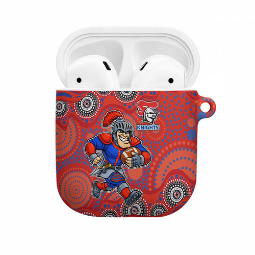 Newcastle Knights AirPods Case Aboriginal Dot Pattern - Rugby Mascot Heritage Pride
