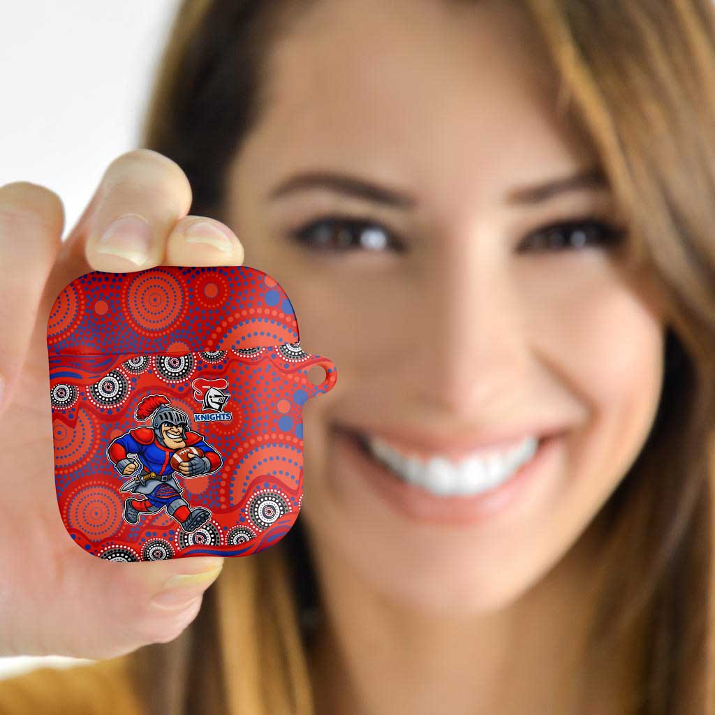 Newcastle Knights AirPods Case Aboriginal Dot Pattern - Rugby Mascot Heritage Pride