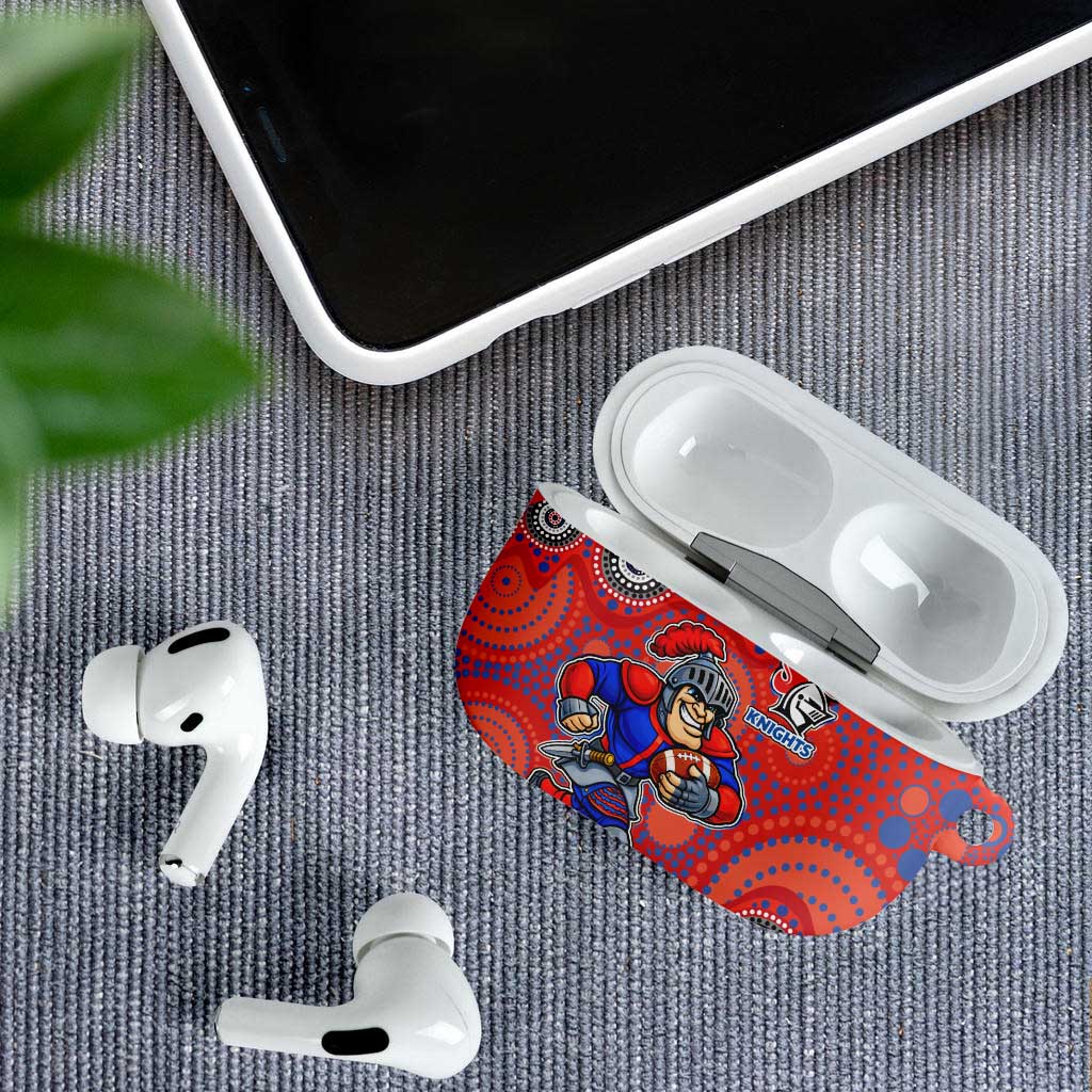 Newcastle Knights AirPods Case Aboriginal Dot Pattern - Rugby Mascot Heritage Pride