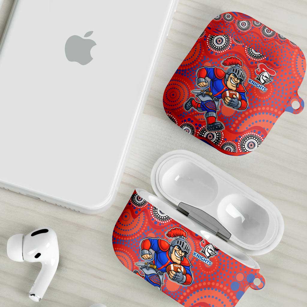 Newcastle Knights AirPods Case Aboriginal Dot Pattern - Rugby Mascot Heritage Pride