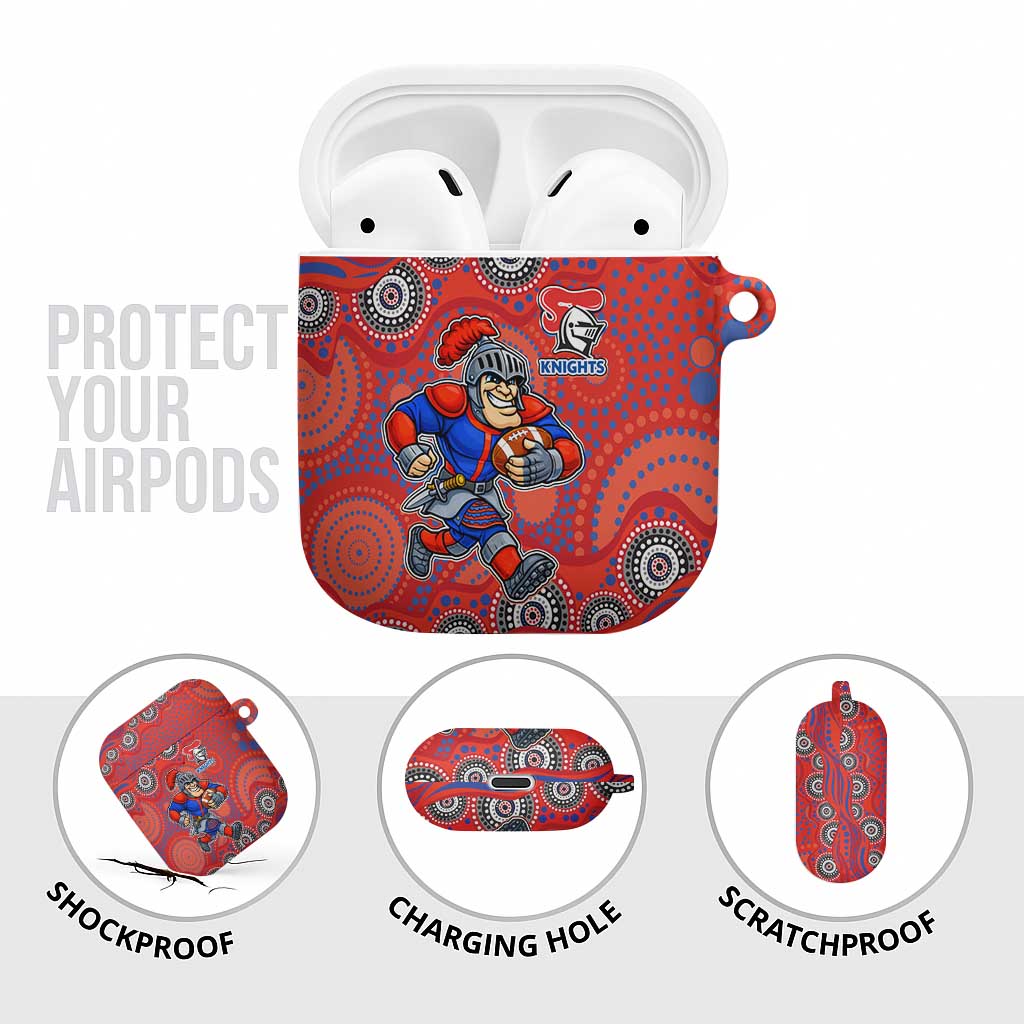 Newcastle Knights AirPods Case Aboriginal Dot Pattern - Rugby Mascot Heritage Pride
