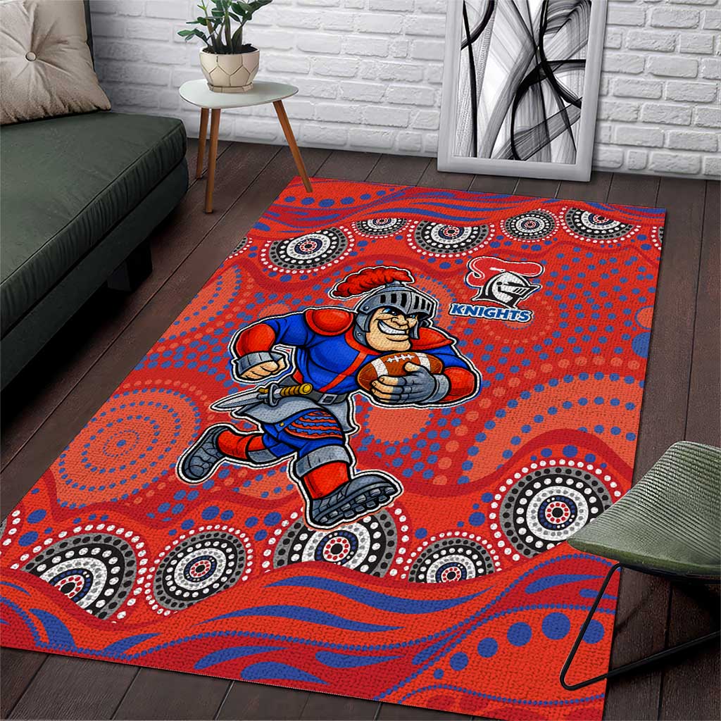 Newcastle Knights Area Rug Aboriginal Dot Pattern - Rugby Mascot Heritage Pride