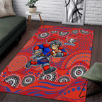 Newcastle Knights Area Rug Aboriginal Dot Pattern - Rugby Mascot Heritage Pride