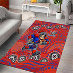 Newcastle Knights Area Rug Aboriginal Dot Pattern - Rugby Mascot Heritage Pride