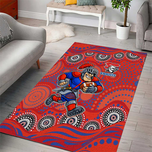 Newcastle Knights Area Rug Aboriginal Dot Pattern - Rugby Mascot Heritage Pride