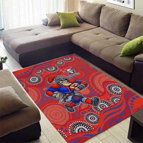 Newcastle Knights Area Rug Aboriginal Dot Pattern - Rugby Mascot Heritage Pride
