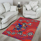 Newcastle Knights Area Rug Aboriginal Dot Pattern - Rugby Mascot Heritage Pride