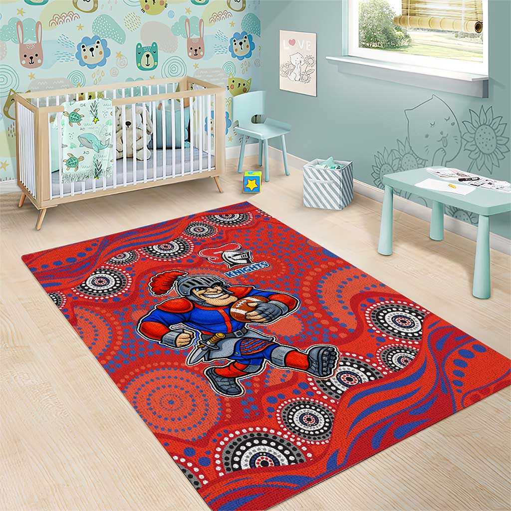 Newcastle Knights Area Rug Aboriginal Dot Pattern - Rugby Mascot Heritage Pride