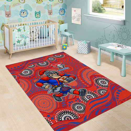 Newcastle Knights Area Rug Aboriginal Dot Pattern - Rugby Mascot Heritage Pride