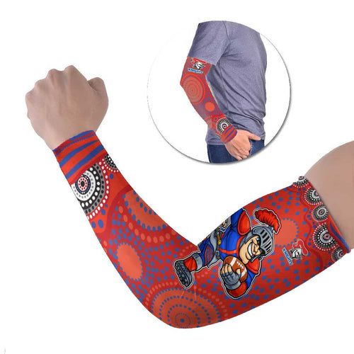Newcastle Knights Arm Sleeves Aboriginal Dot Pattern - Rugby Mascot Heritage Pride