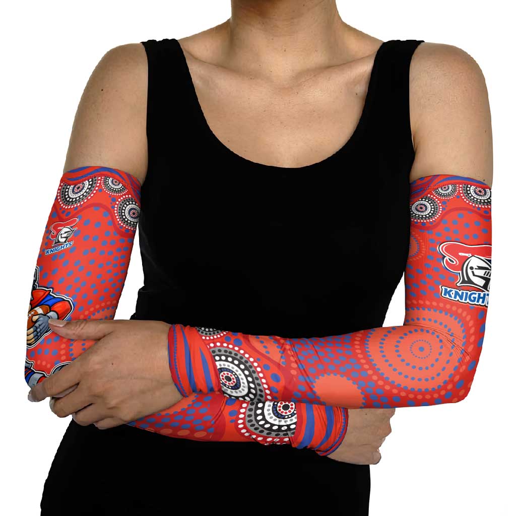 Newcastle Knights Arm Sleeves Aboriginal Dot Pattern - Rugby Mascot Heritage Pride