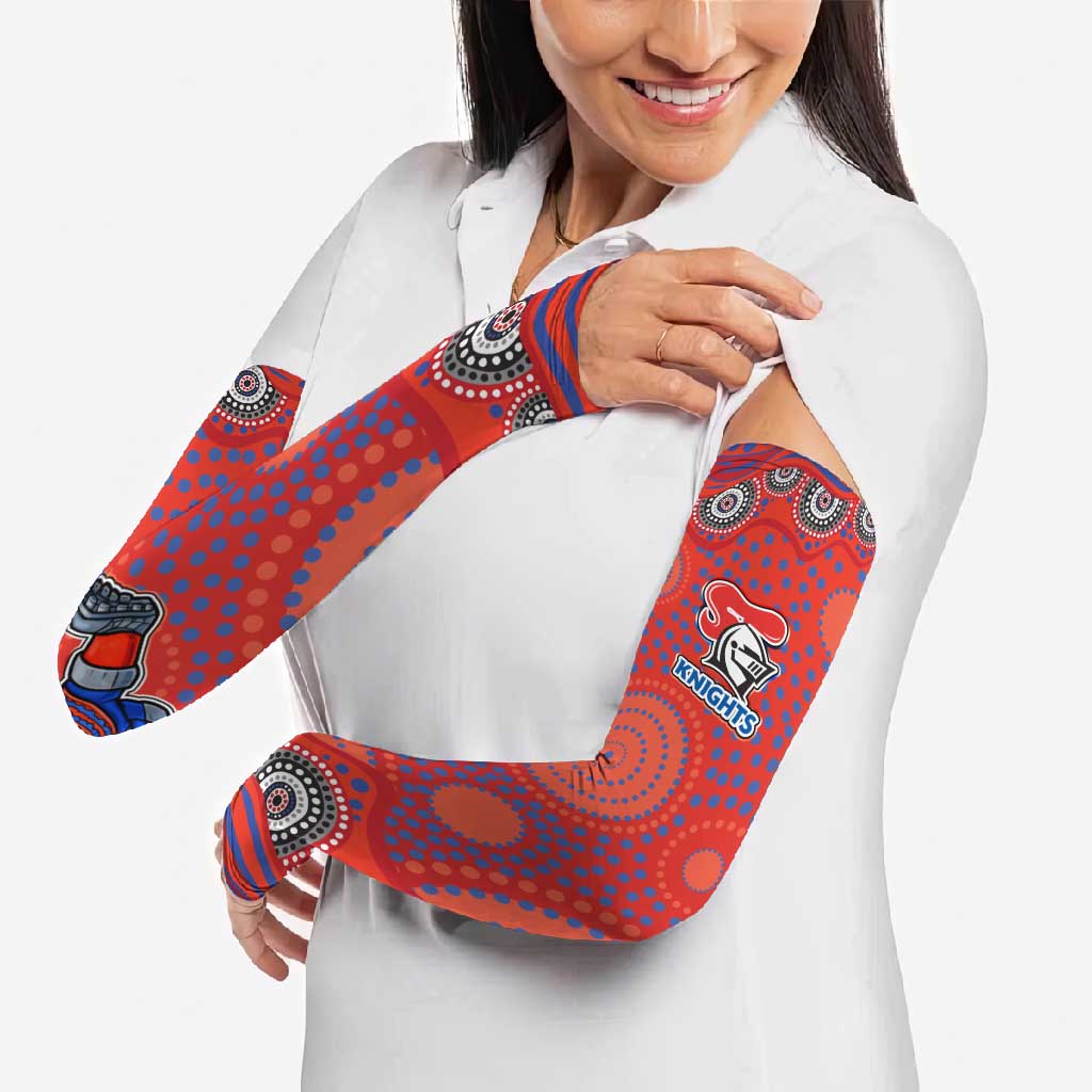 Newcastle Knights Arm Sleeves Aboriginal Dot Pattern - Rugby Mascot Heritage Pride