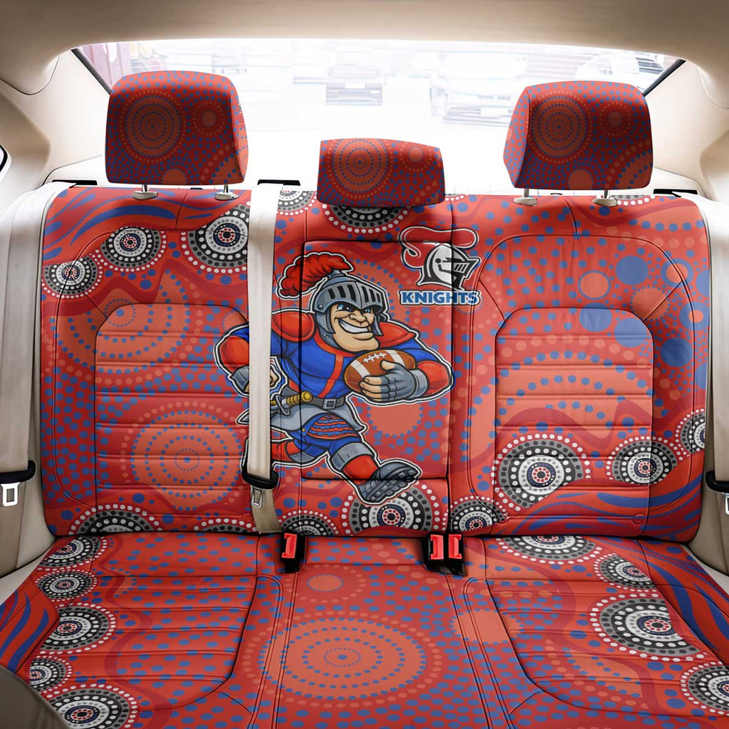 Newcastle Knights Back Car Seat Cover Aboriginal Dot Pattern - Rugby Mascot Heritage Pride