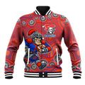Newcastle Knights Baseball Jacket Aboriginal Dot Pattern - Rugby Mascot Heritage Pride