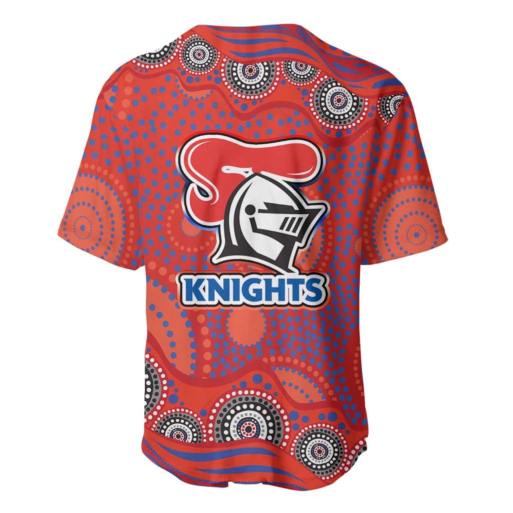Newcastle Knights Baseball Jersey Aboriginal Dot Pattern - Rugby Mascot Heritage Pride