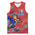 Newcastle Knights Basketball Jersey Aboriginal Dot Pattern - Rugby Mascot Heritage Pride