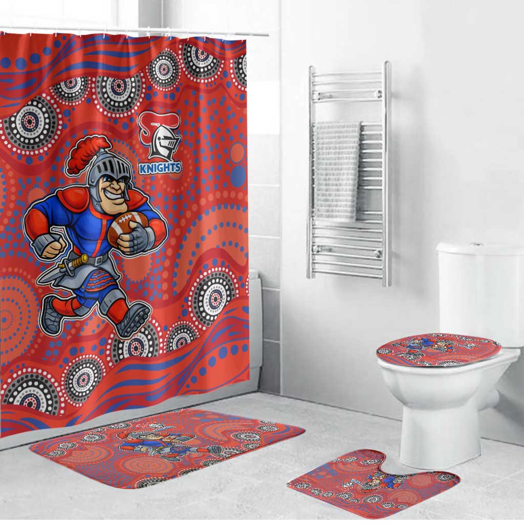 Newcastle Knights Bathroom Set Aboriginal Dot Pattern - Rugby Mascot Heritage Pride