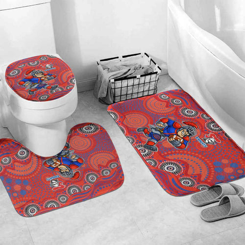 Newcastle Knights Bathroom Set Aboriginal Dot Pattern - Rugby Mascot Heritage Pride