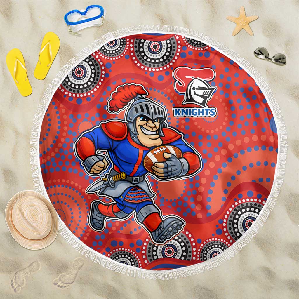 Newcastle Knights Beach Blanket Aboriginal Dot Pattern - Rugby Mascot Heritage Pride