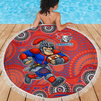 Newcastle Knights Beach Blanket Aboriginal Dot Pattern - Rugby Mascot Heritage Pride
