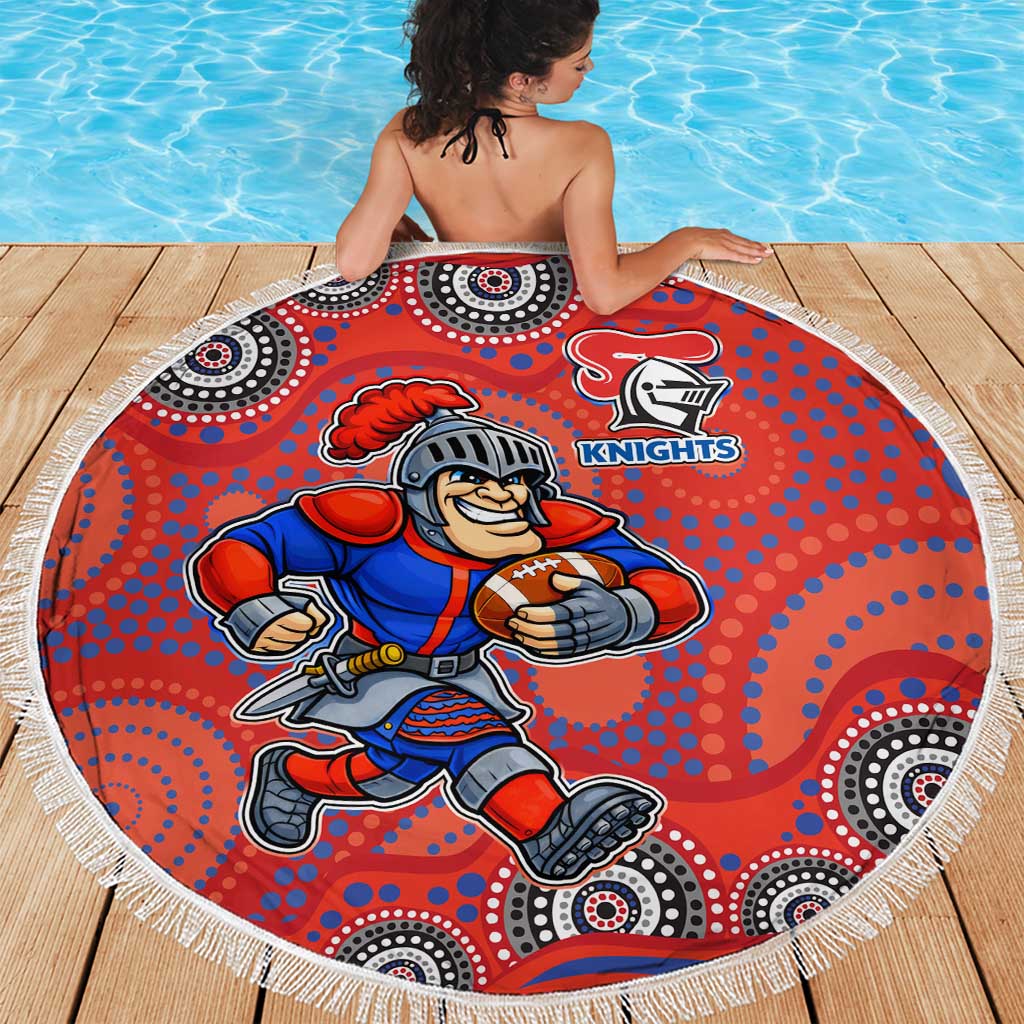 Newcastle Knights Beach Blanket Aboriginal Dot Pattern - Rugby Mascot Heritage Pride