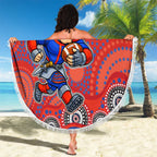 Newcastle Knights Beach Blanket Aboriginal Dot Pattern - Rugby Mascot Heritage Pride