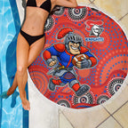 Newcastle Knights Beach Blanket Aboriginal Dot Pattern - Rugby Mascot Heritage Pride