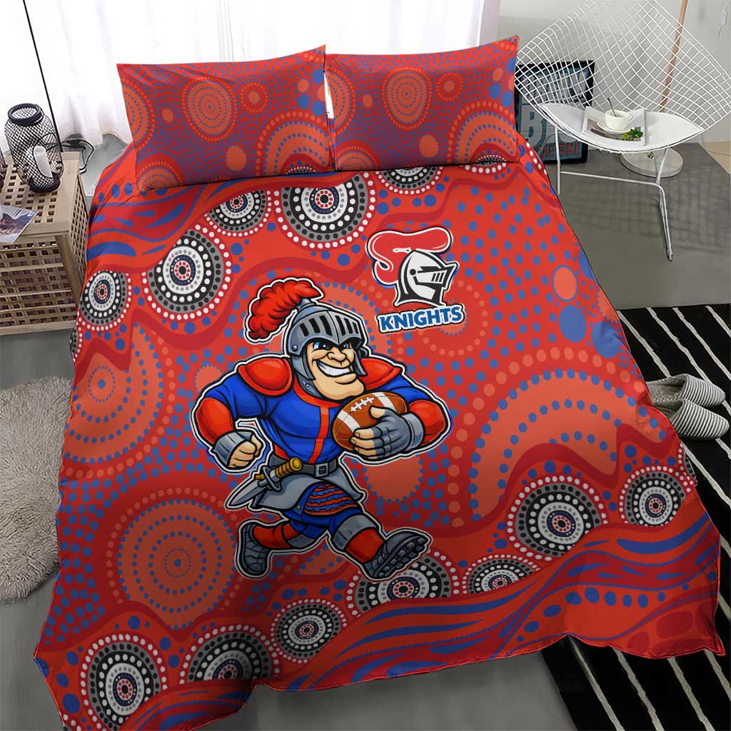 Newcastle Knights Bedding Set Aboriginal Dot Pattern - Rugby Mascot Heritage Pride