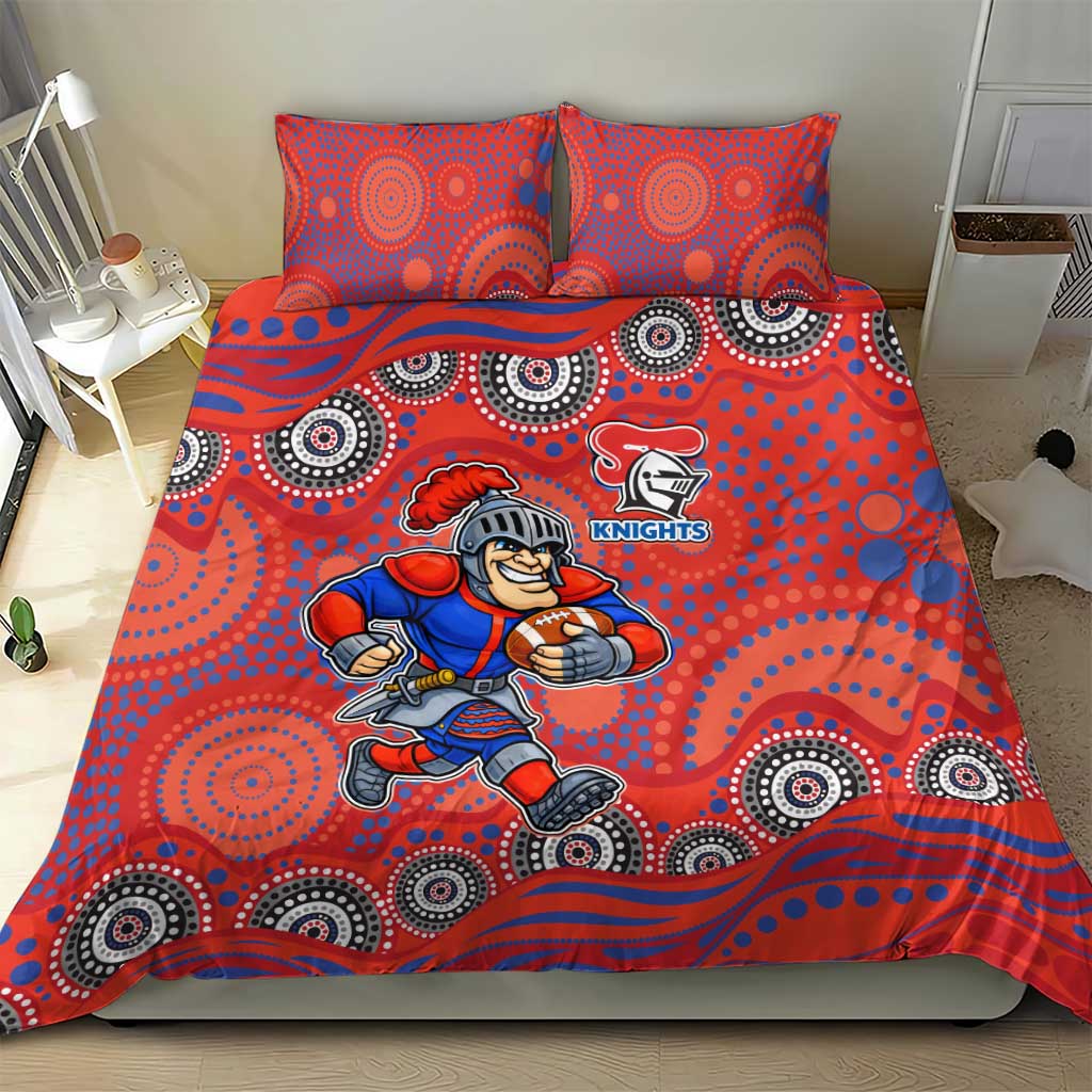 Newcastle Knights Bedding Set Aboriginal Dot Pattern - Rugby Mascot Heritage Pride