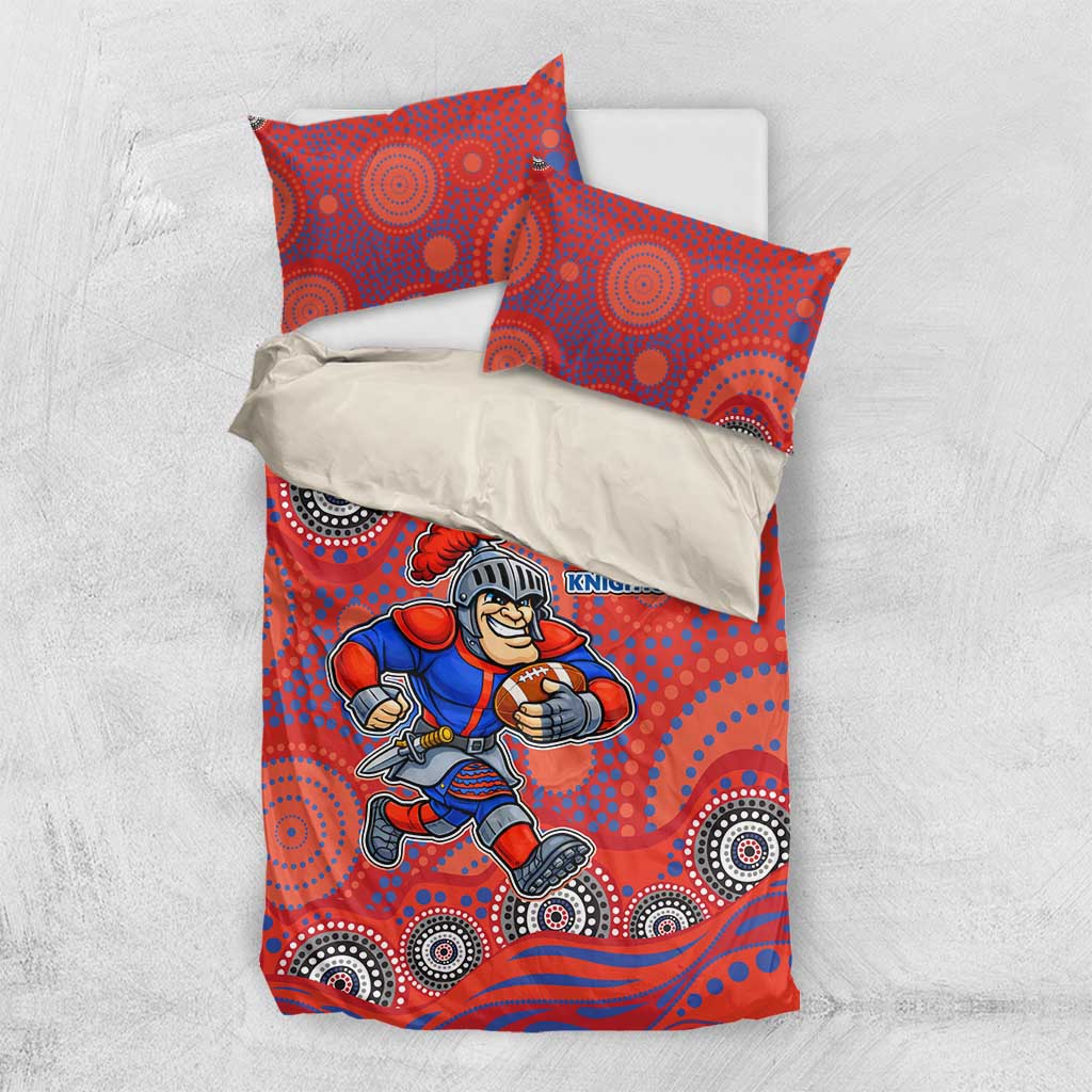 Newcastle Knights Bedding Set Aboriginal Dot Pattern - Rugby Mascot Heritage Pride