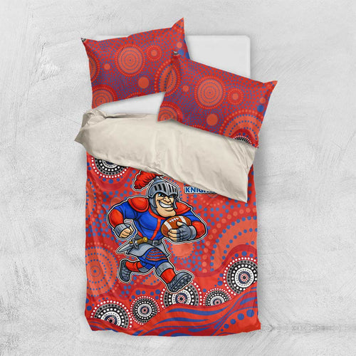 Newcastle Knights Bedding Set Aboriginal Dot Pattern - Rugby Mascot Heritage Pride