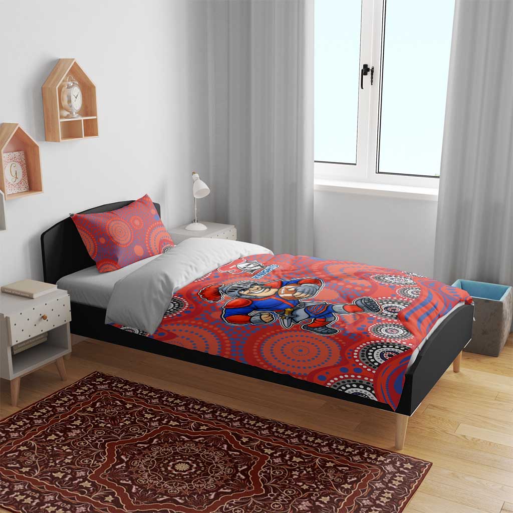 Newcastle Knights Bedding Set Aboriginal Dot Pattern - Rugby Mascot Heritage Pride