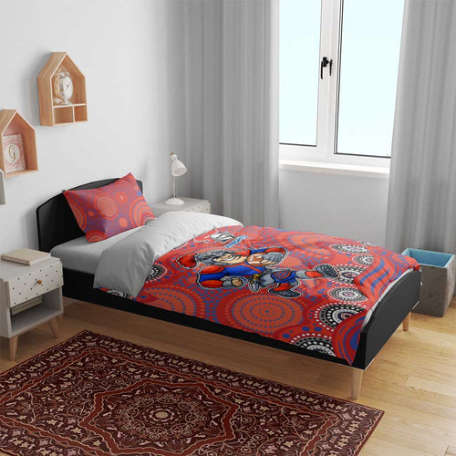 Newcastle Knights Bedding Set Aboriginal Dot Pattern - Rugby Mascot Heritage Pride