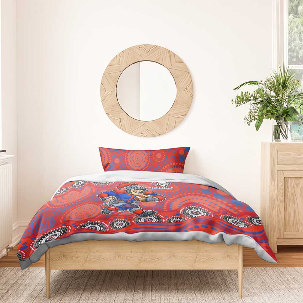 Newcastle Knights Bedding Set Aboriginal Dot Pattern - Rugby Mascot Heritage Pride