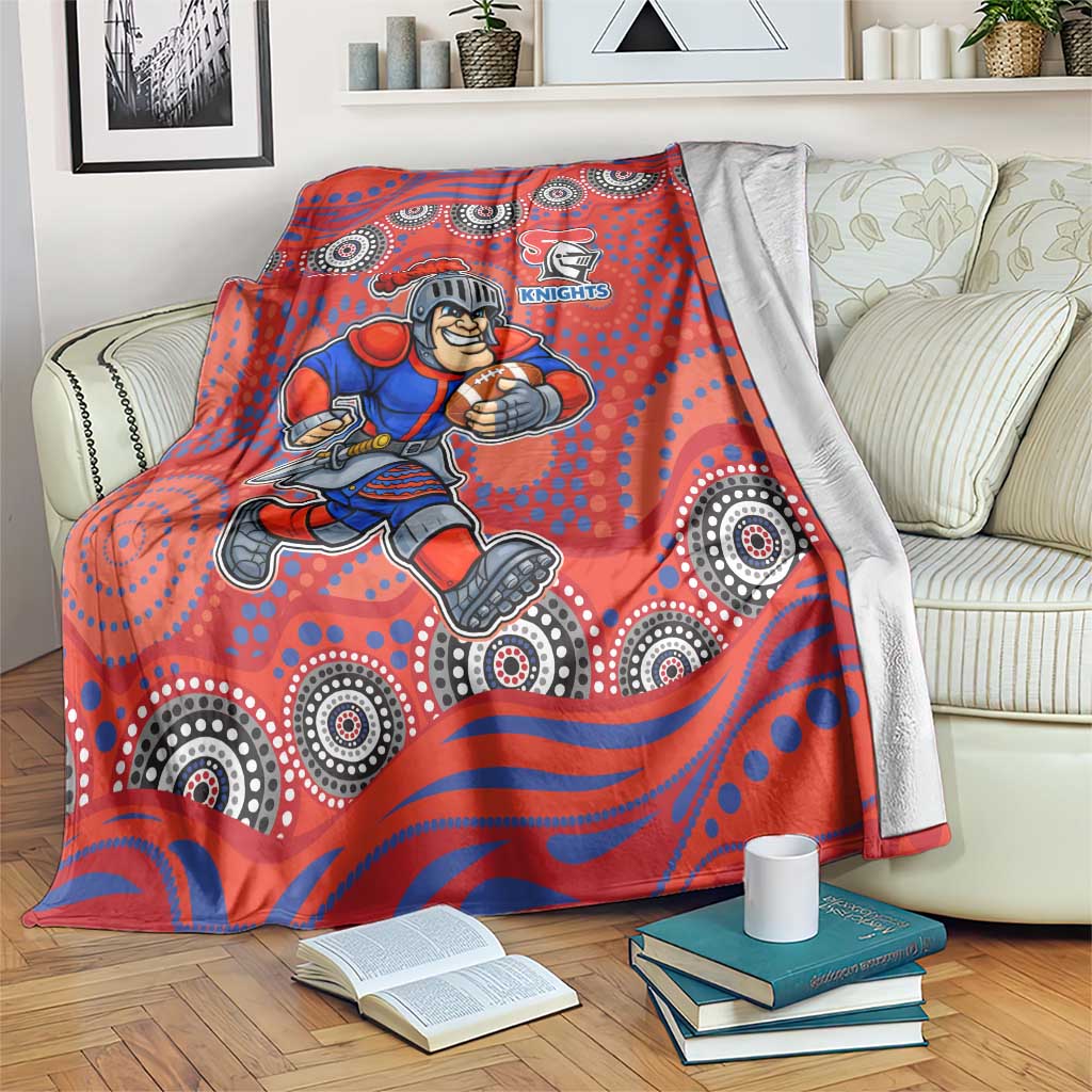 Newcastle Knights Blanket Aboriginal Dot Pattern - Rugby Mascot Heritage Pride