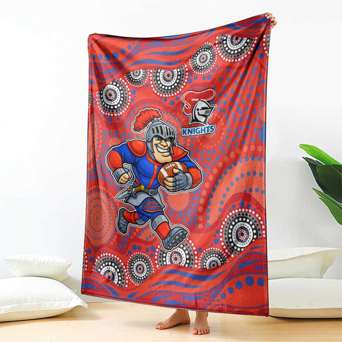 Newcastle Knights Blanket Aboriginal Dot Pattern - Rugby Mascot Heritage Pride
