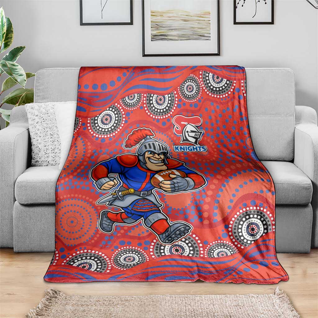 Newcastle Knights Blanket Aboriginal Dot Pattern - Rugby Mascot Heritage Pride