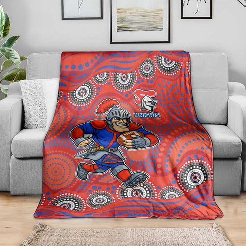 Newcastle Knights Blanket Aboriginal Dot Pattern - Rugby Mascot Heritage Pride