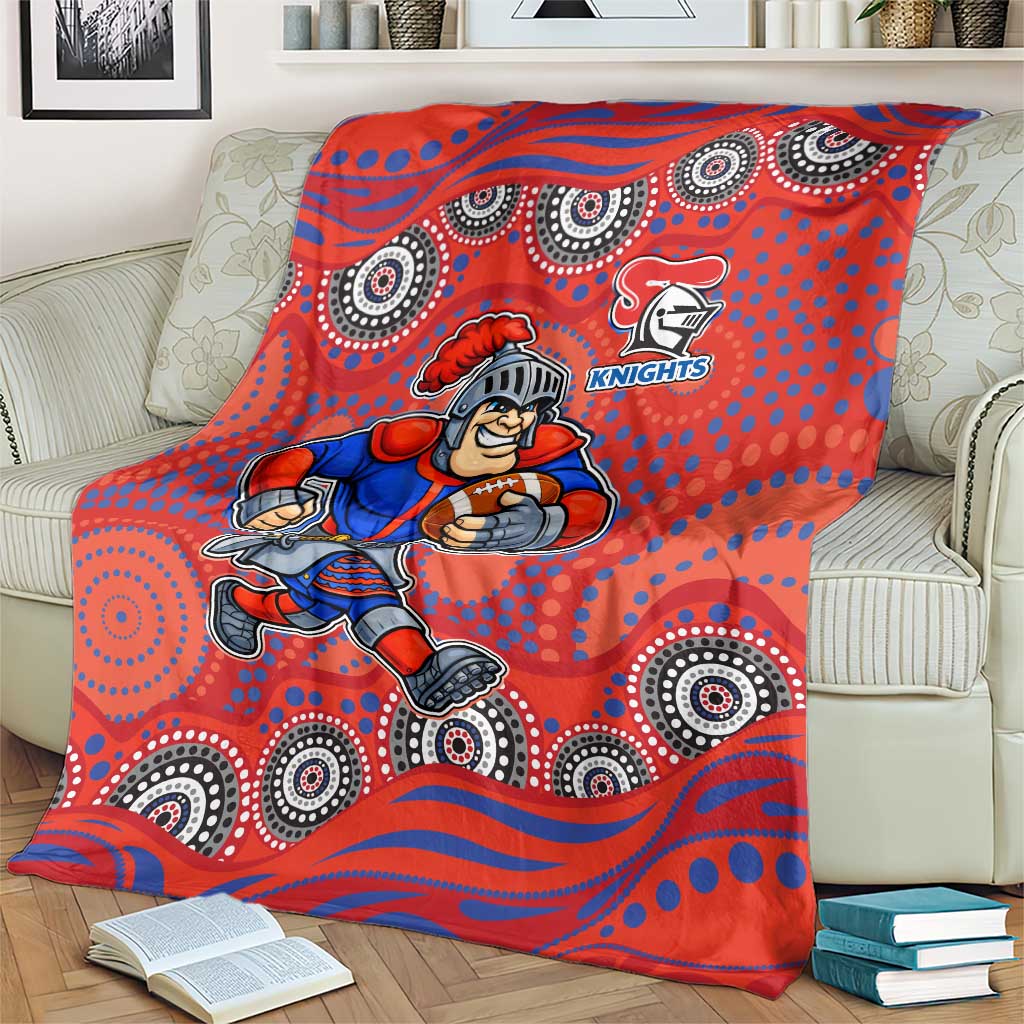 Newcastle Knights Blanket Aboriginal Dot Pattern - Rugby Mascot Heritage Pride