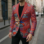 Newcastle Knights Blazer Aboriginal Dot Pattern - Rugby Mascot Heritage Pride