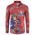 Newcastle Knights Button Sweatshirt Aboriginal Dot Pattern - Rugby Mascot Heritage Pride