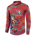 Newcastle Knights Button Sweatshirt Aboriginal Dot Pattern - Rugby Mascot Heritage Pride