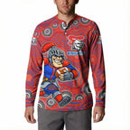 Newcastle Knights Button Sweatshirt Aboriginal Dot Pattern - Rugby Mascot Heritage Pride