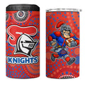 Newcastle Knights 4 in 1 Can Cooler Tumbler Aboriginal Dot Pattern - Rugby Mascot Heritage Pride