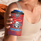 Newcastle Knights 4 in 1 Can Cooler Tumbler Aboriginal Dot Pattern - Rugby Mascot Heritage Pride