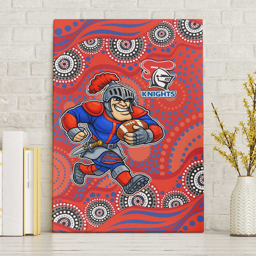 Newcastle Knights Canvas Wall Art Aboriginal Dot Pattern - Rugby Mascot Heritage Pride