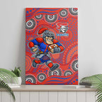Newcastle Knights Canvas Wall Art Aboriginal Dot Pattern - Rugby Mascot Heritage Pride