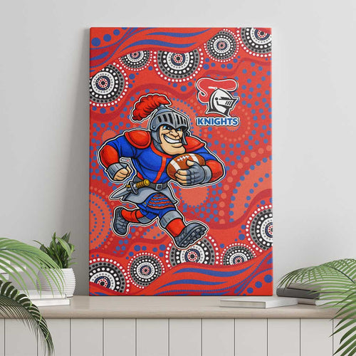 Newcastle Knights Canvas Wall Art Aboriginal Dot Pattern - Rugby Mascot Heritage Pride